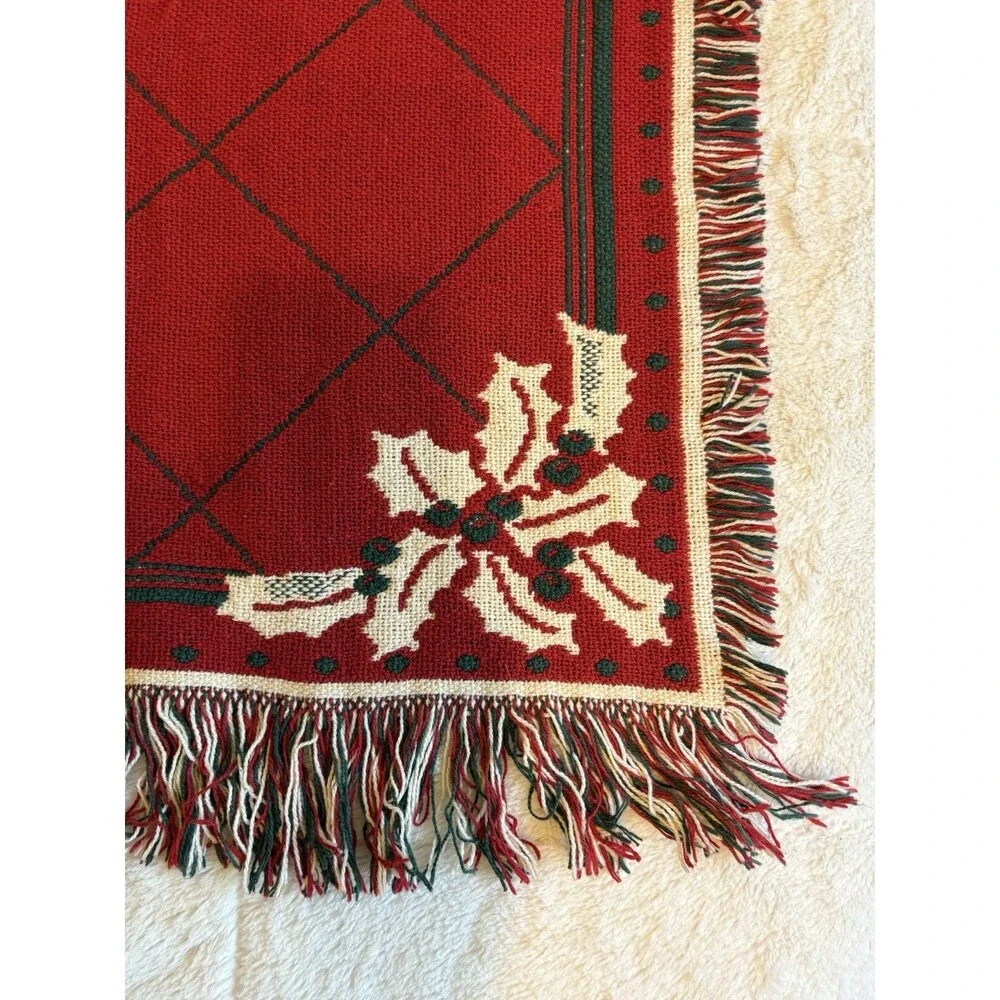 Vtg Heavy Tapestry Throw Blanket Santa Claus Toys Christmas 71